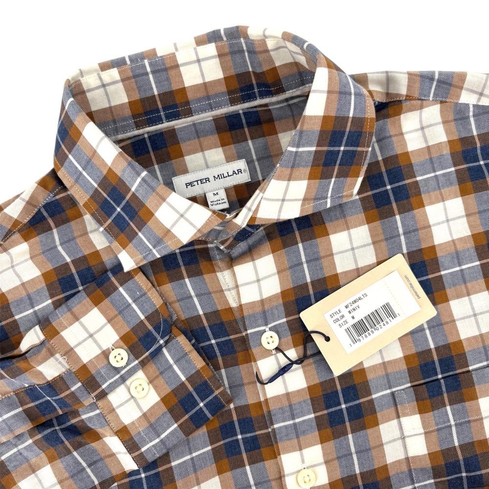 Peter Millar‎ Langley Summer Soft Cotton Sport Shirt MF24W04LTS Winter Ivory Med